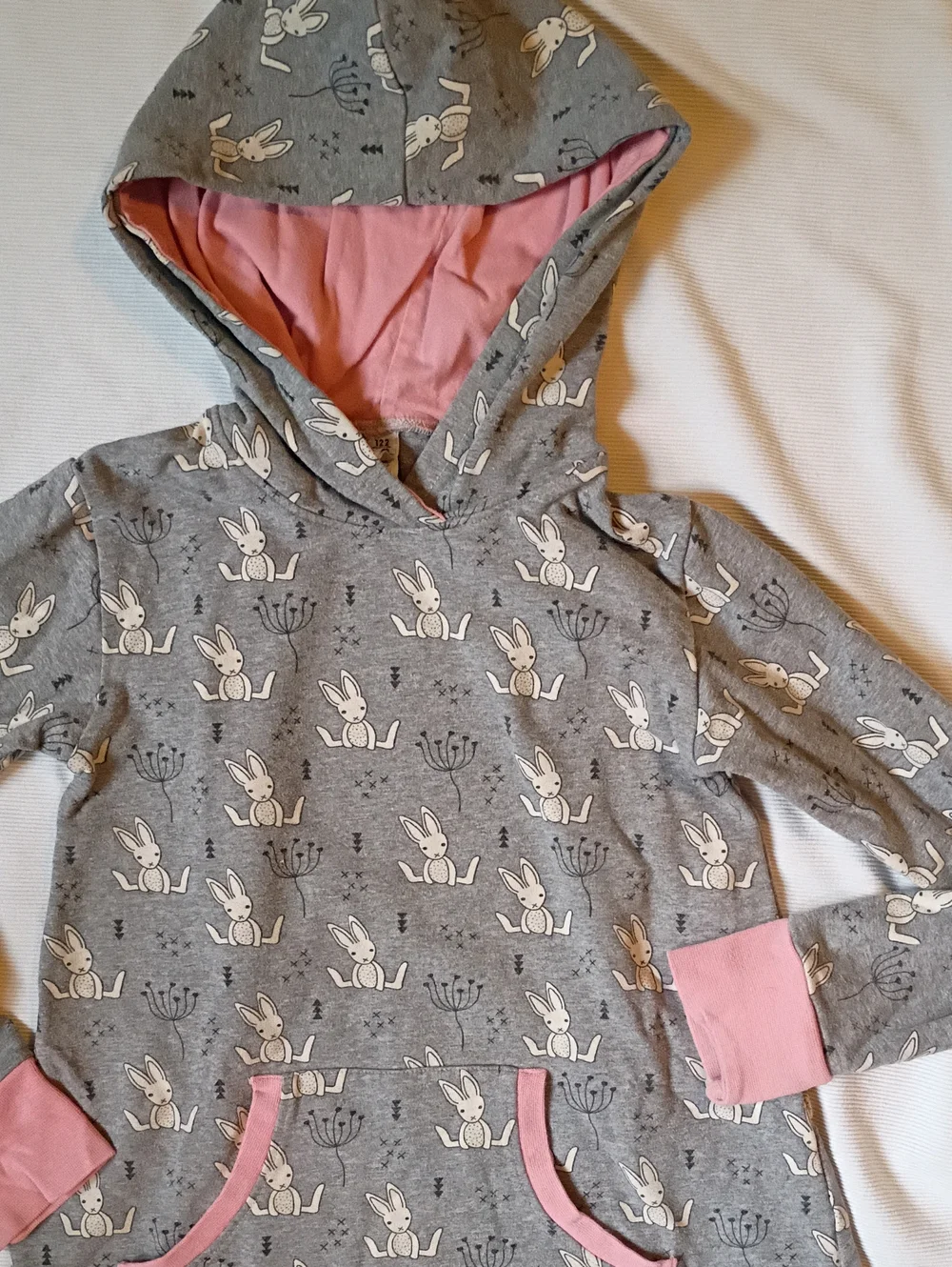 Maxomorra Gray Bunny Hooded Cotton Dress
